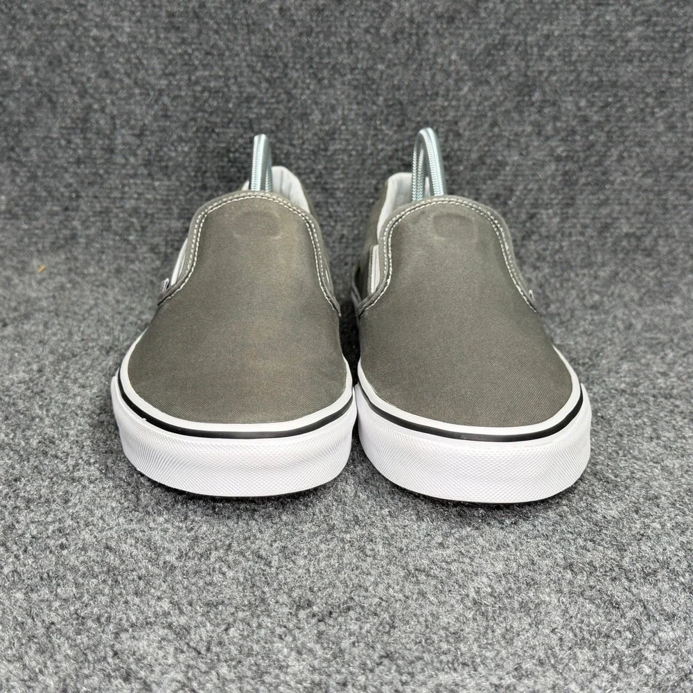 Vans Classic Slip On Shoe Men 13 Grey Canvas Retro Athletic Casual Skate Sneaker